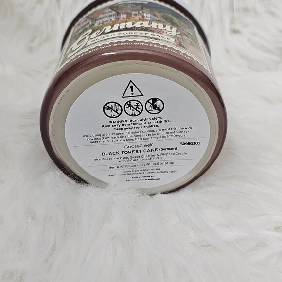 Goosecreek Black Forest Cake Germany 3-Wick Soy Wax Essential Oil Jar Candle NEW - Picture 3 of 4